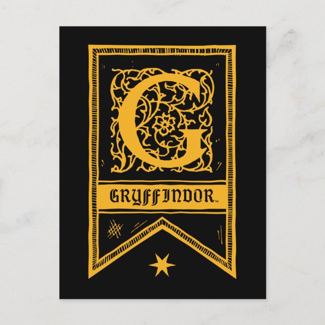 Harry Potter | Gryffindor Monogram Banner Postcard (Front)