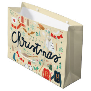 Harry Potter   Happy Christmas With Festive Icons Large Gift Bag