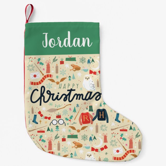 Harry Potter | Happy Christmas With Festive Icons Small Christmas Stocking (Front)