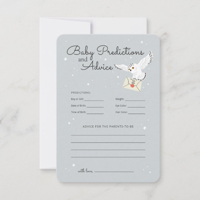 Harry Potter Hedwig - Baby Predictions & Advice Invitation (Front)