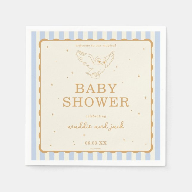 Harry Potter Hedwig Blue Stripe Baby Shower Napkin (Front)