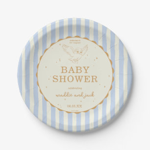 Harry Potter Hedwig Blue Stripe Baby Shower Paper Plate