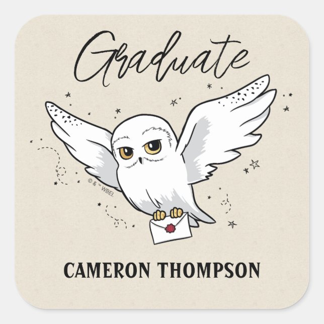 Harry Potter | Hedwig Graduation Square Sticker (Front)