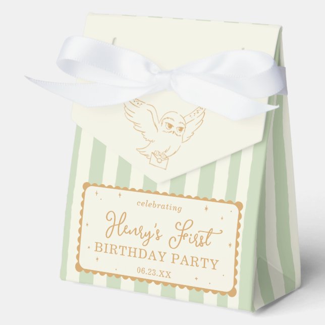 Harry Potter Hedwig Green Stripe Baby Shower Favour Box (Front)