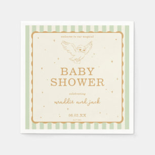 Harry Potter Hedwig Green Stripe Baby Shower Napkin