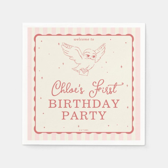 Harry Potter Hedwig Pink Magical Birthday Napkin (Front)