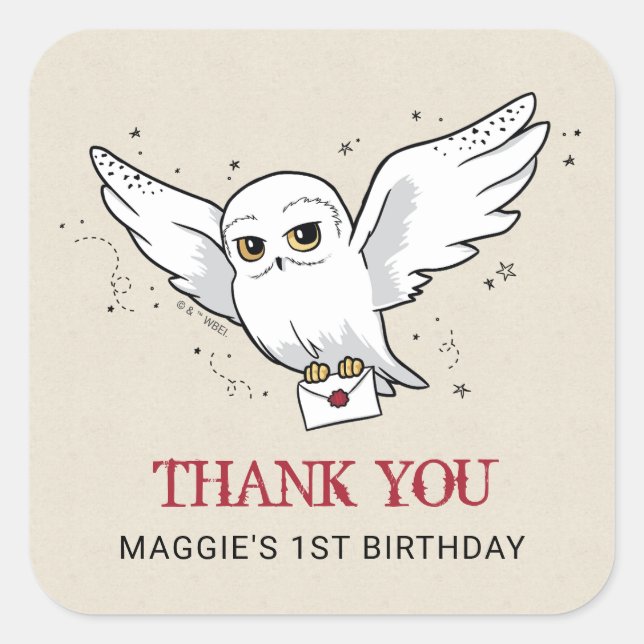Harry Potter | Hedwig Special Delivery Birthday Square Sticker (Front)