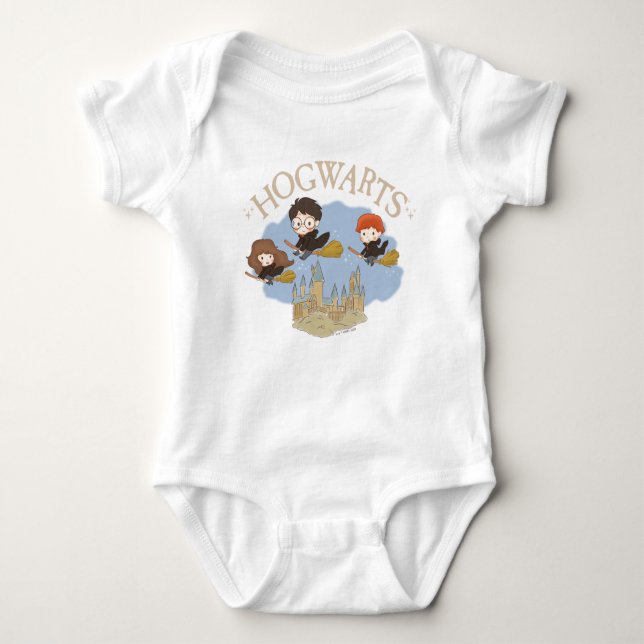 HARRY POTTER™, Hermione, & Ron Fly Over HOGWARTS™ Baby Bodysuit (Front)