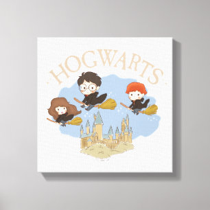 HARRY POTTER™, Hermione, & Ron Fly Over HOGWARTS™ Canvas Print