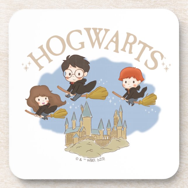 HARRY POTTER™, Hermione, & Ron Fly Over HOGWARTS™ Coaster (Front)