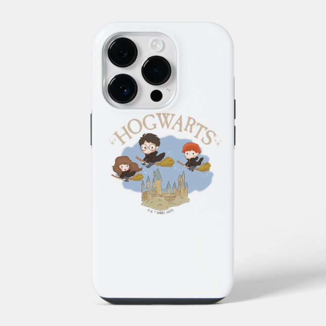 HARRY POTTER™, Hermione, & Ron Fly Over HOGWARTS™ iPhone Case (Back)