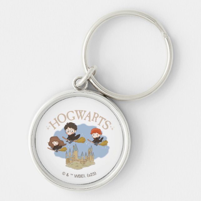 HARRY POTTER™, Hermione, & Ron Fly Over HOGWARTS™ Key Ring (Front)