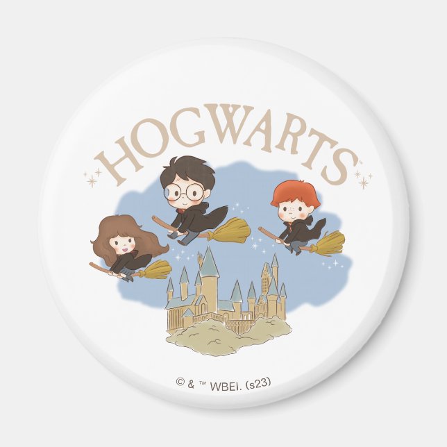 HARRY POTTER™, Hermione, & Ron Fly Over HOGWARTS™ Magnet (Front)