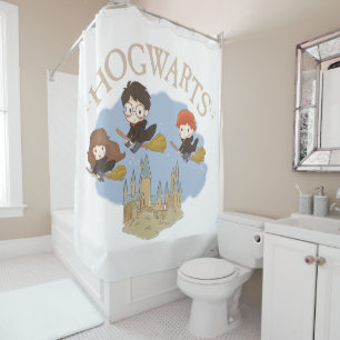 HARRY POTTER™, Hermione, & Ron Fly Over HOGWARTS™ Shower Curtain