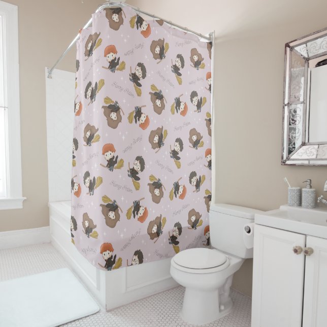 HARRY POTTER™, Hermione, & Ron Flying Pattern Shower Curtain (In Situ)