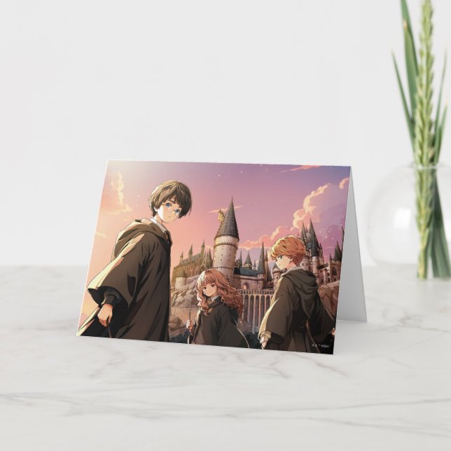 HARRY POTTER™ Hermione & Ron HOGWARTS™ Anime Scene Card (Front)