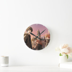 HARRY POTTER™ Hermione & Ron HOGWARTS™ Anime Scene Round Clock