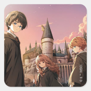 HARRY POTTER™ Hermione & Ron HOGWARTS™ Anime Scene Square Sticker