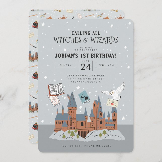 Harry Potter | Hogwarts Castle 1st Birthday Invitation (Front/Back)