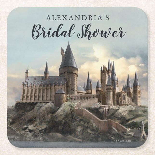 Harry Potter | Hogwarts Castle Bridal Shower Square Paper Coaster (Front)