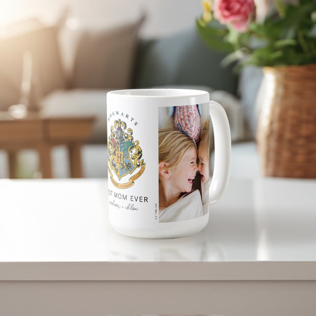 Harry Potter | Hogwarts Crest - Best Mum Ever Coffee Mug (Mug on table)