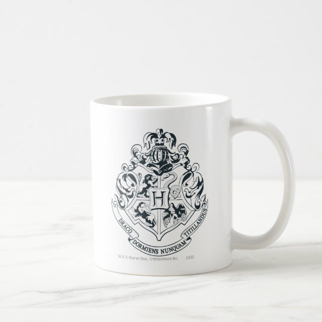 Harry Potter | Hogwarts Crest - Black and White Coffee Mug (Right)