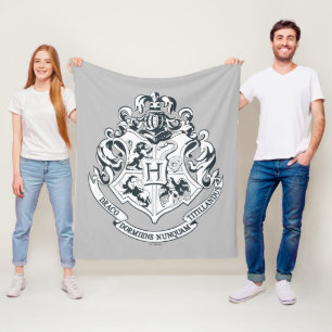 Harry Potter   Hogwarts Crest - Black and White Fleece Blanket