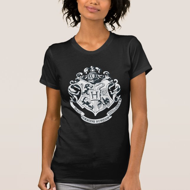 Harry Potter | Hogwarts Crest - Black and White T-Shirt (Front)