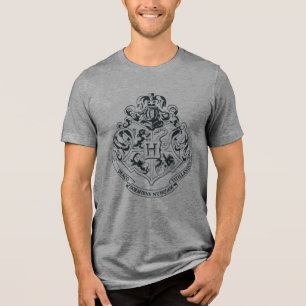 Harry Potter Hogwarts Crest - Black and White Tri-Blend Shirt