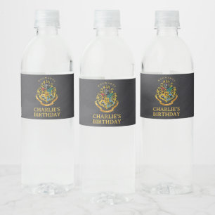Harry Potter   Hogwarts Crest Chalkboard Birthday Water Bottle Label