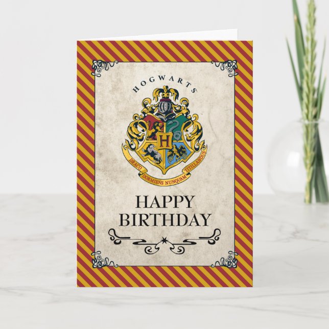 Harry Potter Hogwarts Crest Happy Birthday Card (Front)