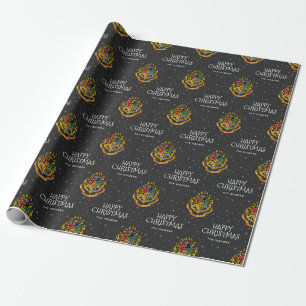 Harry Potter   Hogwarts Crest - Happy Christmas  Wrapping Paper