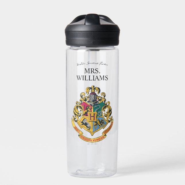 Harry Potter | Hogwarts Crest Teacher Personalise Water Bottle (Front)