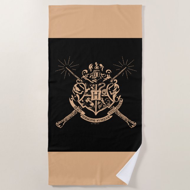 Harry Potter | Hogwarts Crossed Wands Crest Beach Towel (Front)