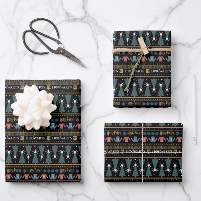 HARRY POTTER™ Holiday Sweater Pattern Wrapping Paper Sheet (Front)