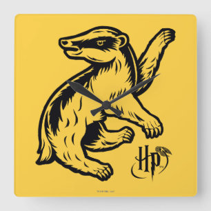 Harry Potter   Hufflepuff Badger Icon Square Wall Clock