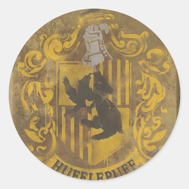 Harry Potter | Hufflepuff Crest Spray Paint Classic Round Sticker (Front)