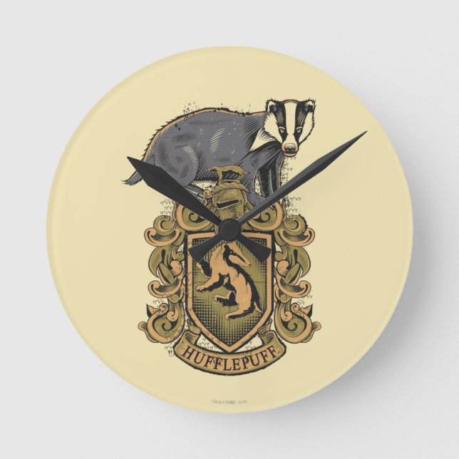 Harry Potter | Hufflepuff Crest with Badger Round Clock (Front)