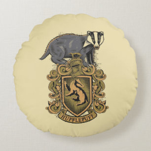 Harry Potter   Hufflepuff Crest with Badger Round Cushion