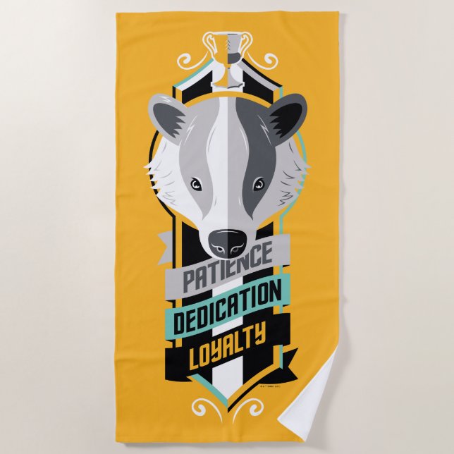 Harry Potter | HUFFLEPUFF™ House Traits Sigil Beach Towel (Front)