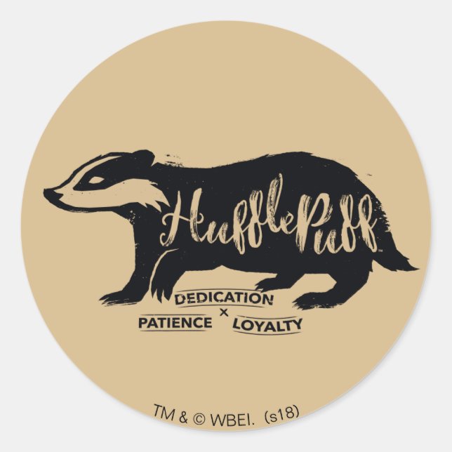 Harry Potter | HUFFLEPUFF™ Silhouette Typography Classic Round Sticker (Front)