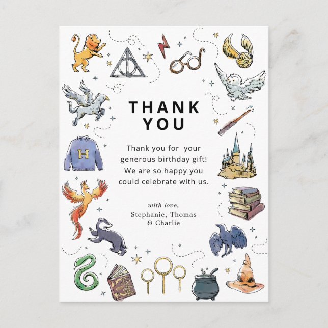 Harry Potter Icons Birthday Thank You Postcard (Front)