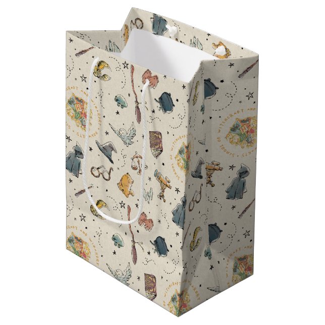Harry Potter Icons Pattern - Baby Shower Medium Gift Bag (Front Angled)