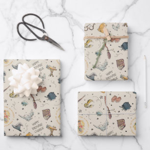 Harry Potter Icons Pattern - Birthday Wrapping Paper Sheet