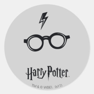Harry Potter   Lightning Scar and Glasses Classic Round Sticker