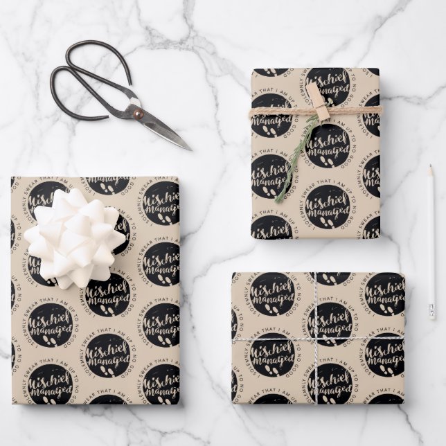 Harry Potter | Marauder's Map Charms Typography Wrapping Paper Sheet (Front)