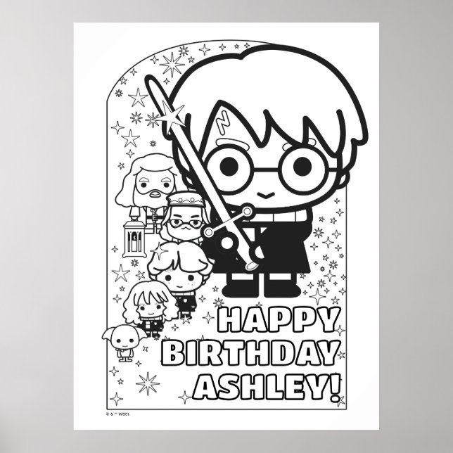 HARRY POTTER™ Personalised Birthday Colouring Poster (Front)