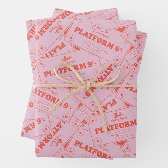 HARRY POTTER™ | Platforn 9 3/4 Train Tickets Wrapping Paper Sheet (In situ)