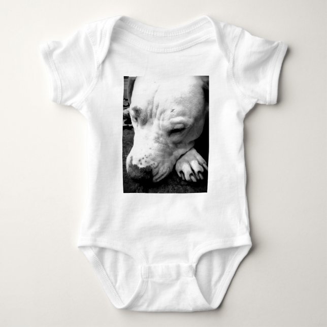 harry potter scar dog white pit bull baby bodysuit (Front)