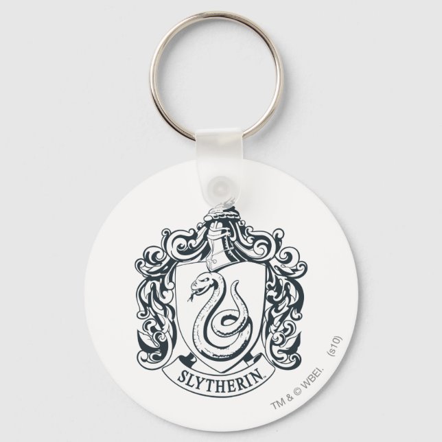 Harry Potter | Slytherin Crest - Black and White Key Ring (Front)